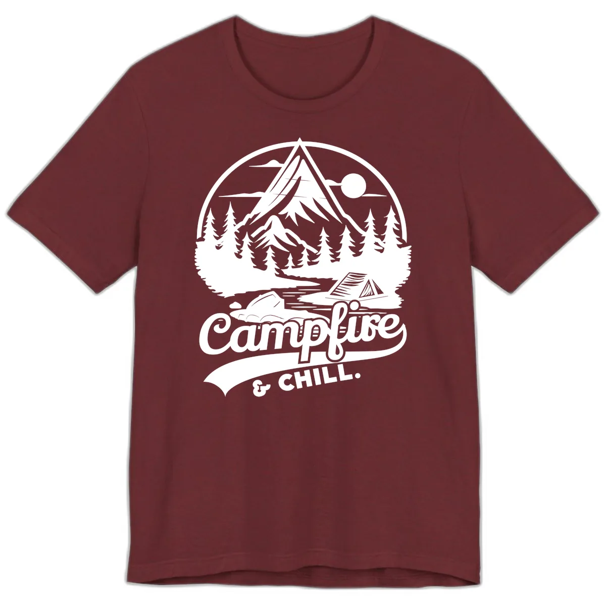 Campfire And Chill Mountain Escape Premium T-Shirt in Heather Cardinal
