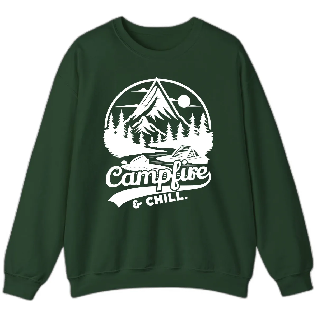 Campfire And Chill Mountain Escape Sweatshirt in Forest Green