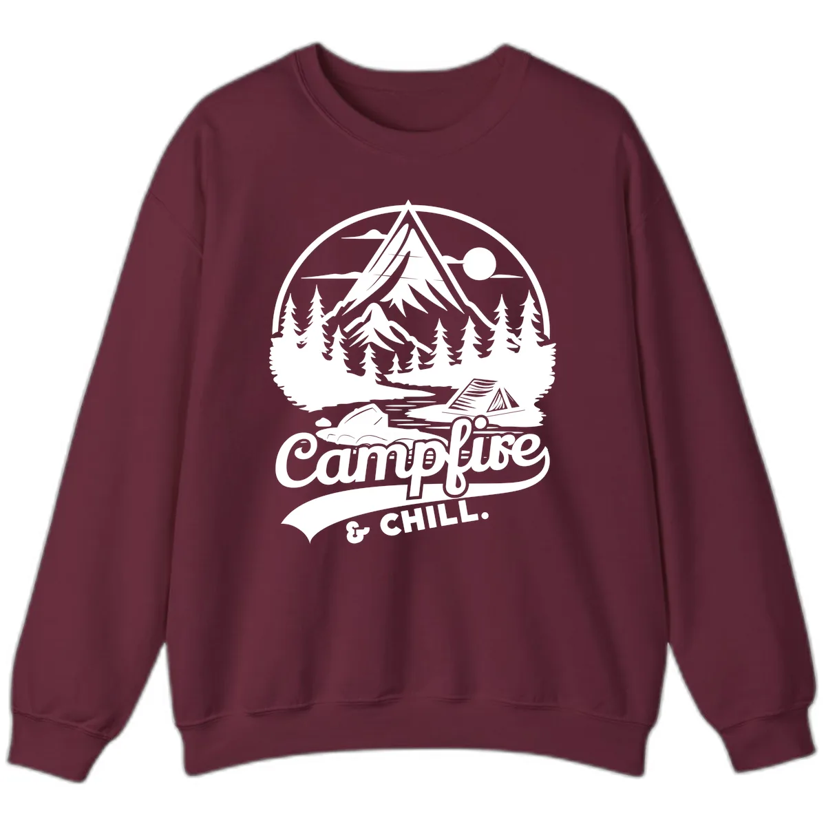 Campfire And Chill Mountain Escape Sweatshirt in Maroon