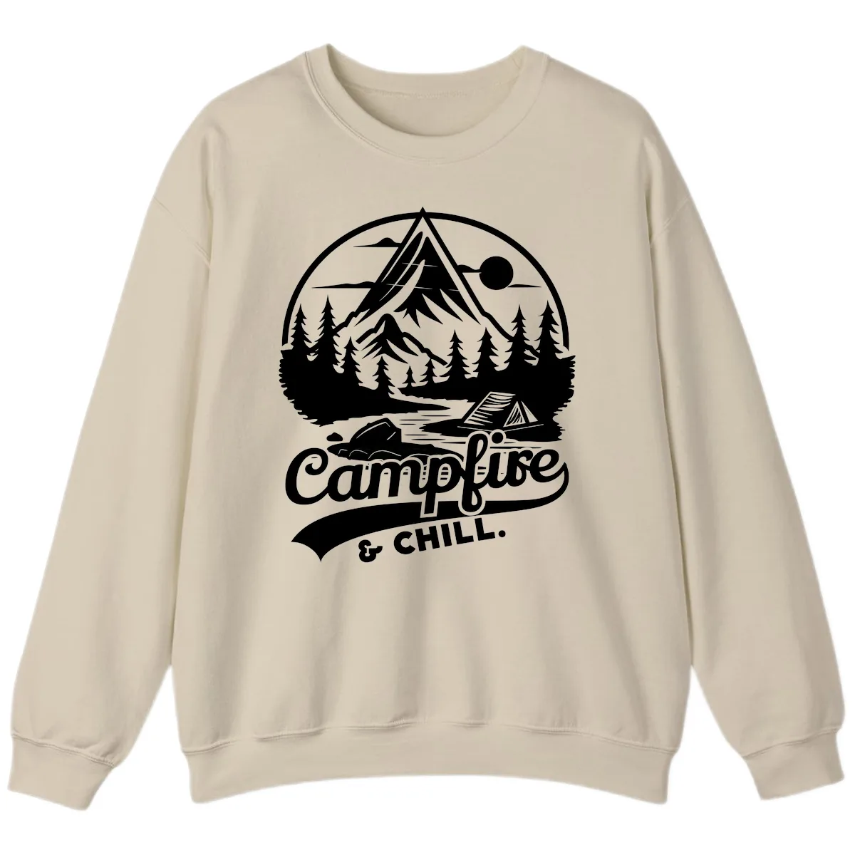 Campfire And Chill Mountain Escape Sweatshirt in Sand