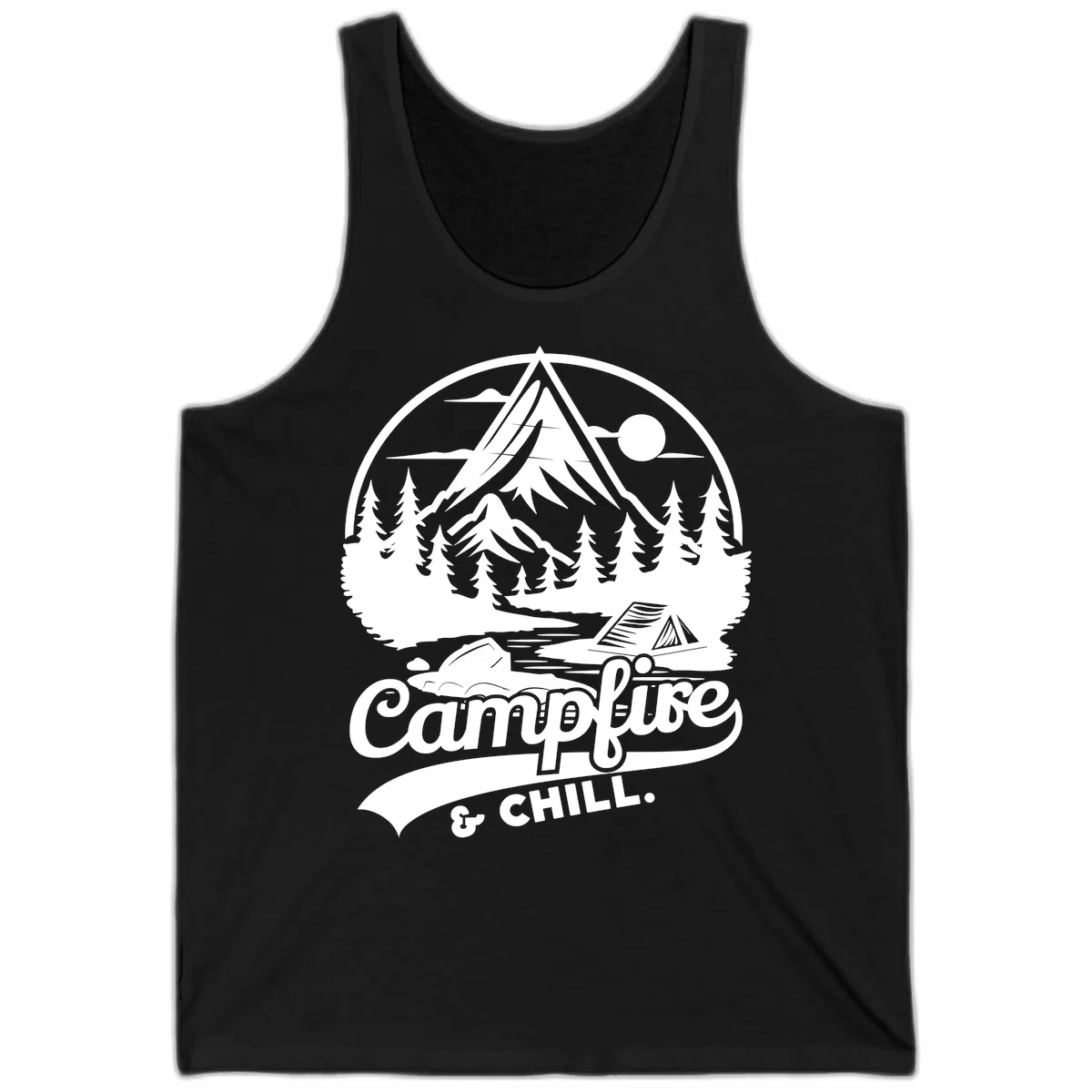 Campfire And Chill Mountain Escape Tank in Black