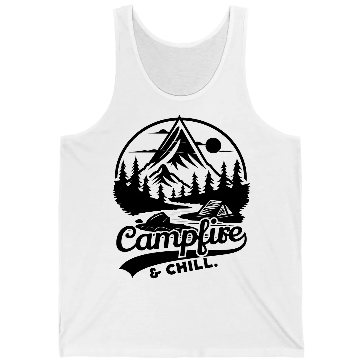 Campfire And Chill Mountain Escape Tank in White