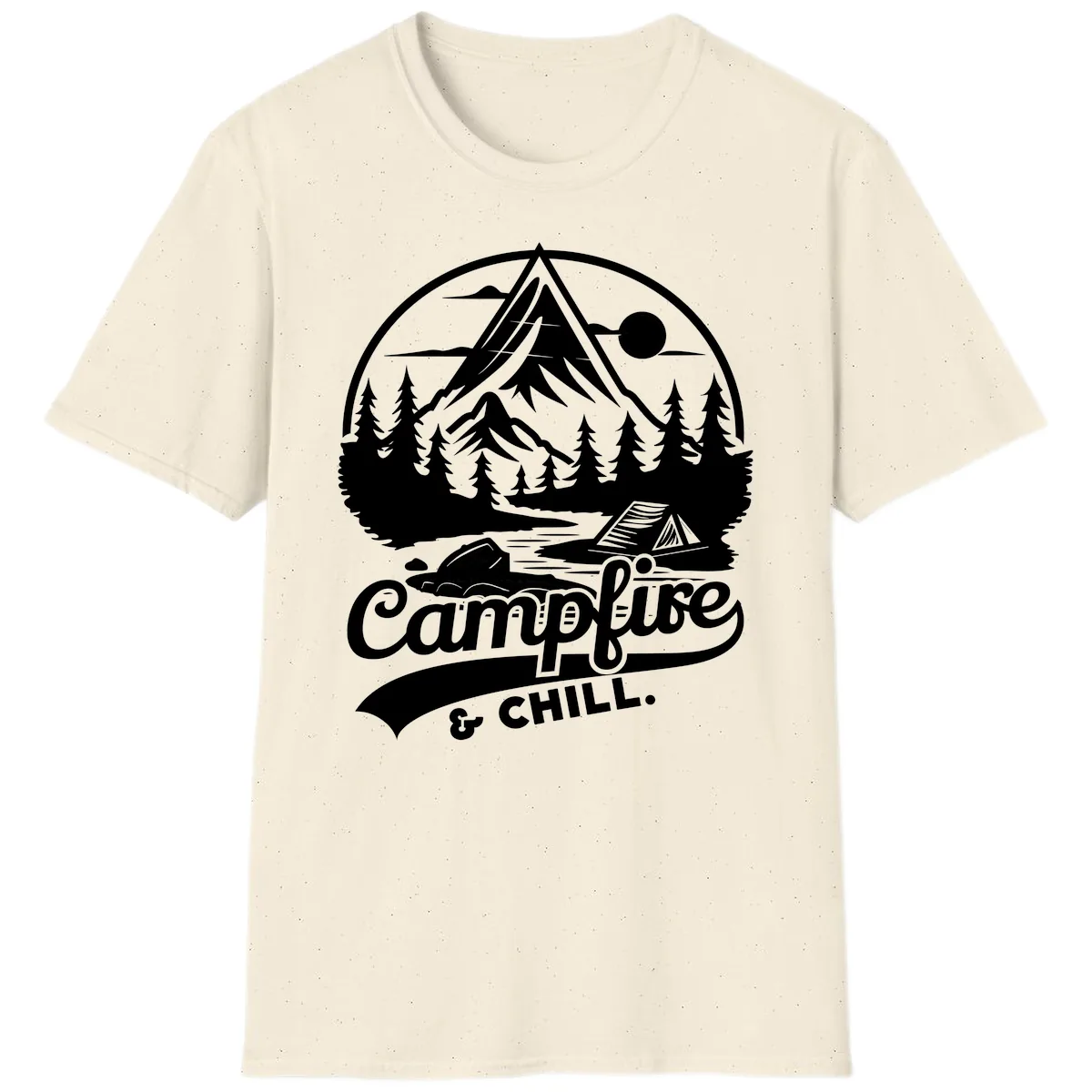 Campfire And Chill Mountain Escape T-Shirt in Natural