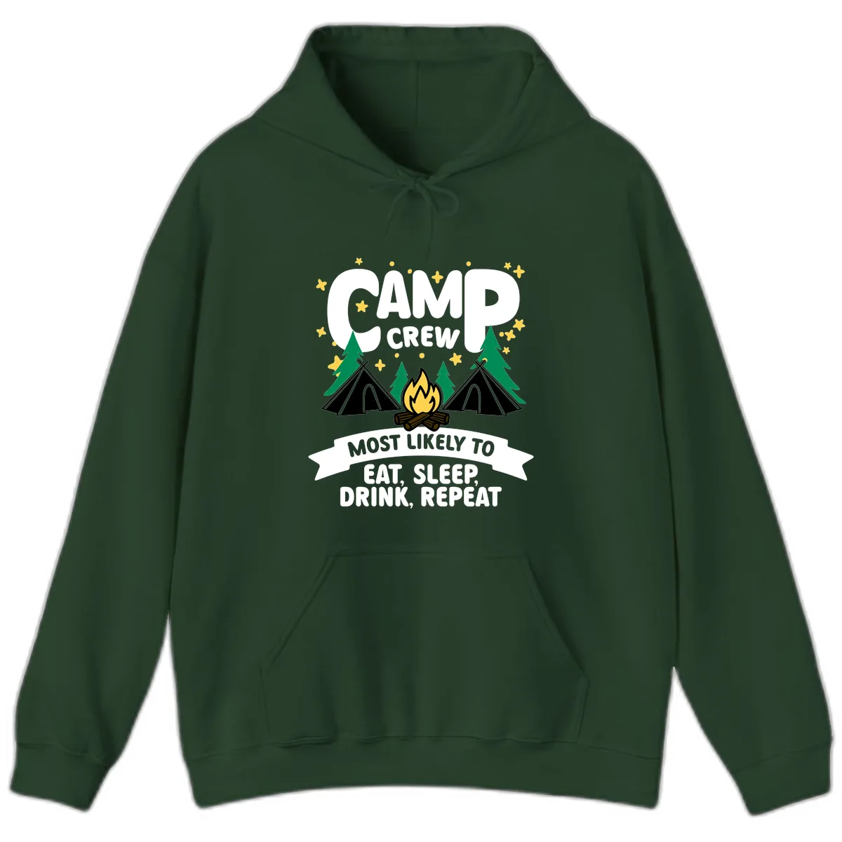 Camp Crew Eat Sleep Drink Repeat Hoodie in Forest Green