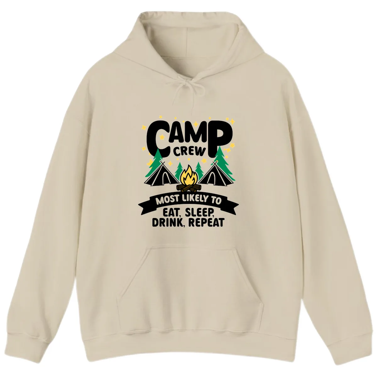 Camp Crew Eat Sleep Drink Repeat Hoodie in Sand