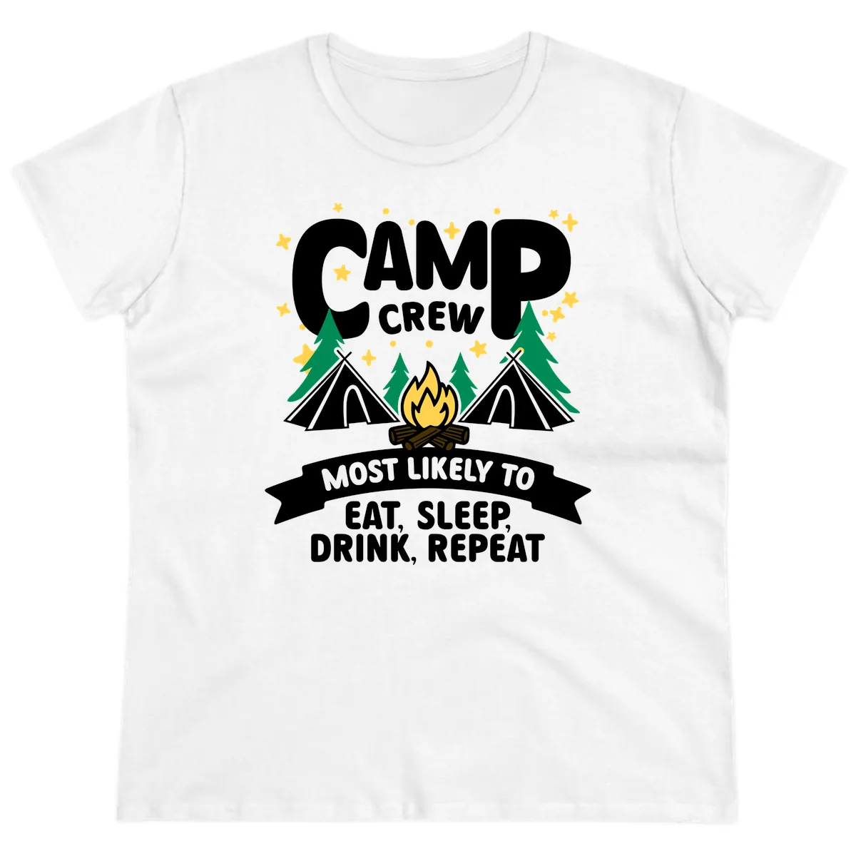 Camp Crew Eat Sleep Drink Repeat Ladies Tee in White