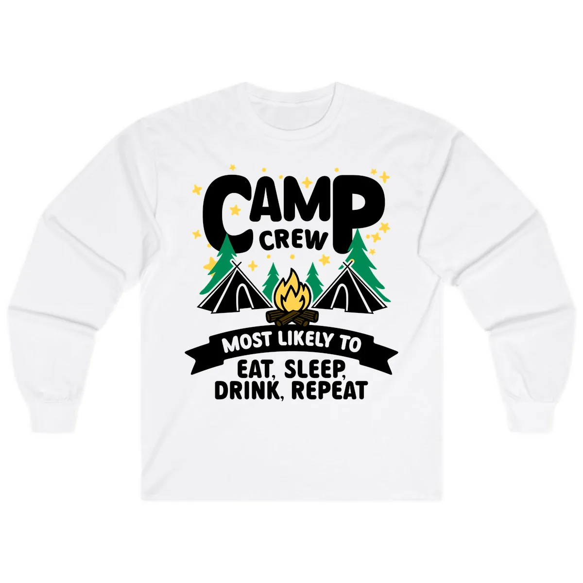 Camp Crew Eat Sleep Drink Repeat Long Sleeve in White