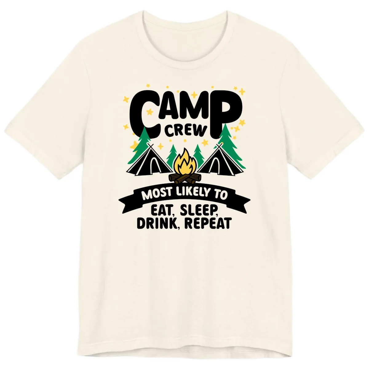 Camp Crew Eat Sleep Drink Repeat Premium T-Shirt in Natural