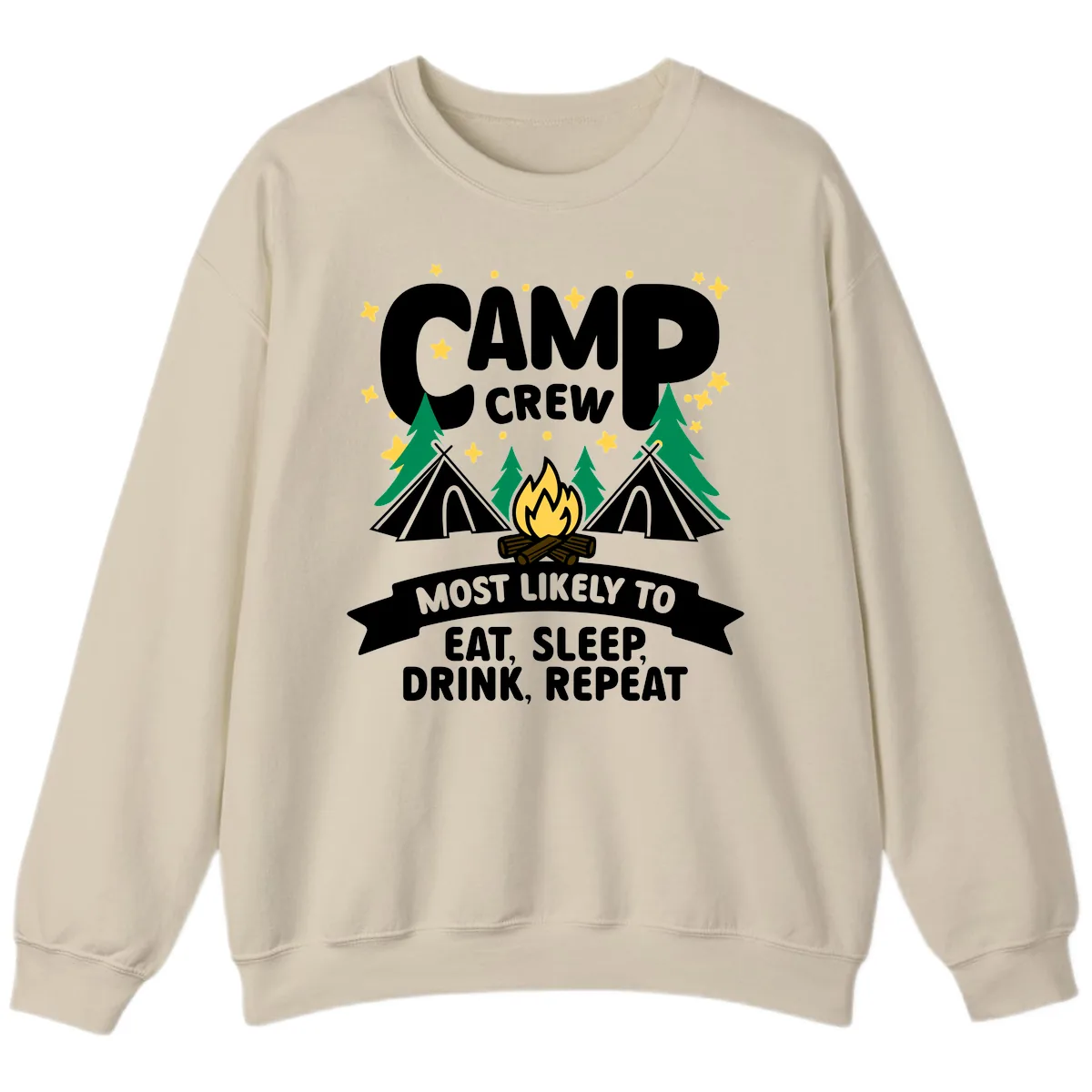 Camp Crew Eat Sleep Drink Repeat Sweatshirt in Sand