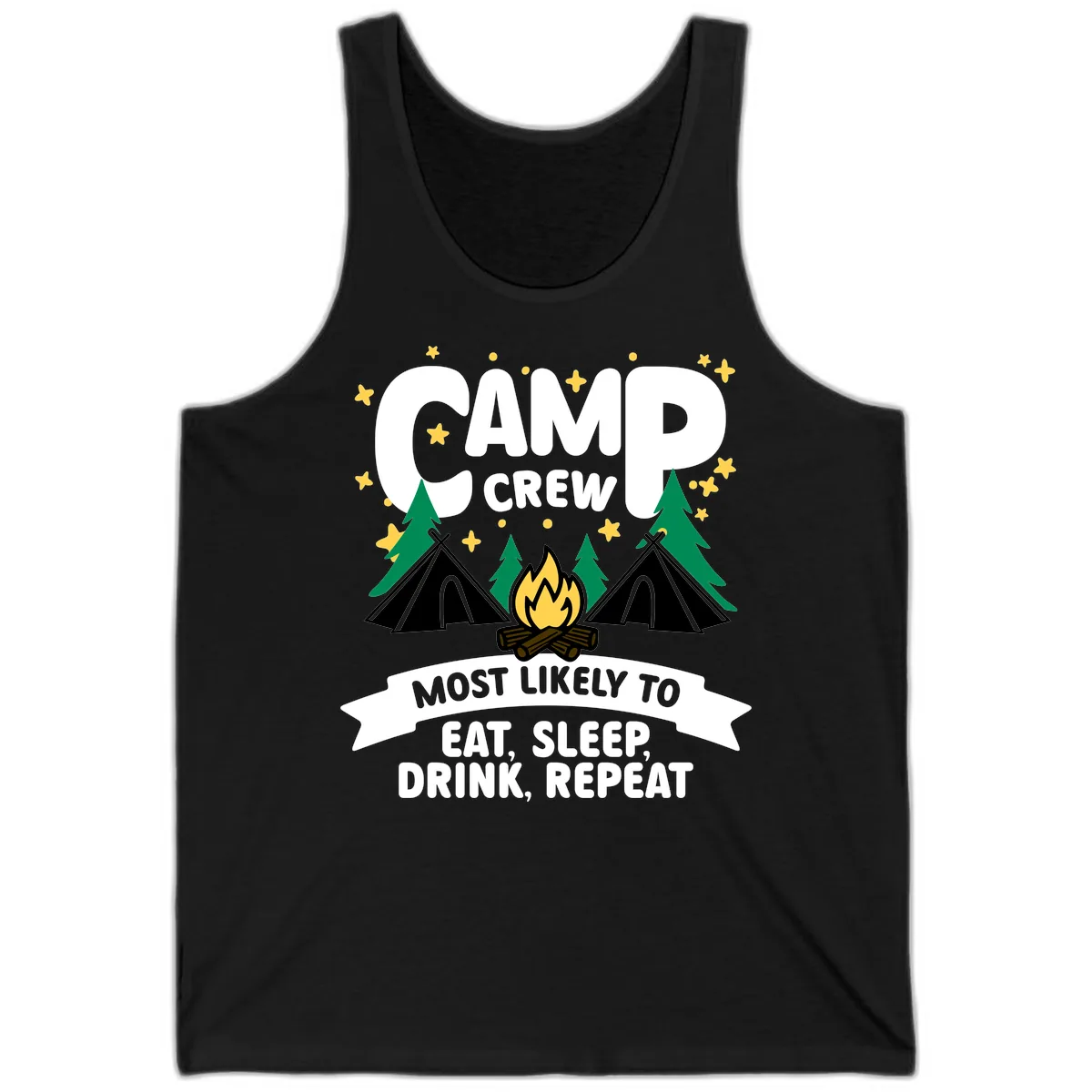 Camp Crew Eat Sleep Drink Repeat Tank in Black