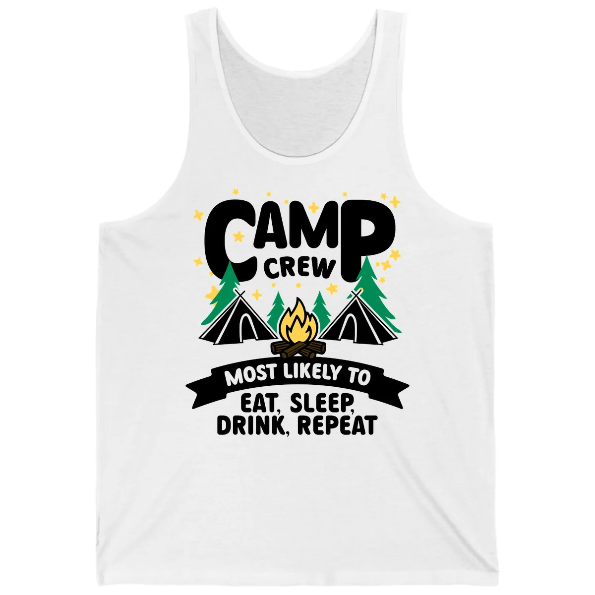 Camp Crew Eat Sleep Drink Repeat Tank in White