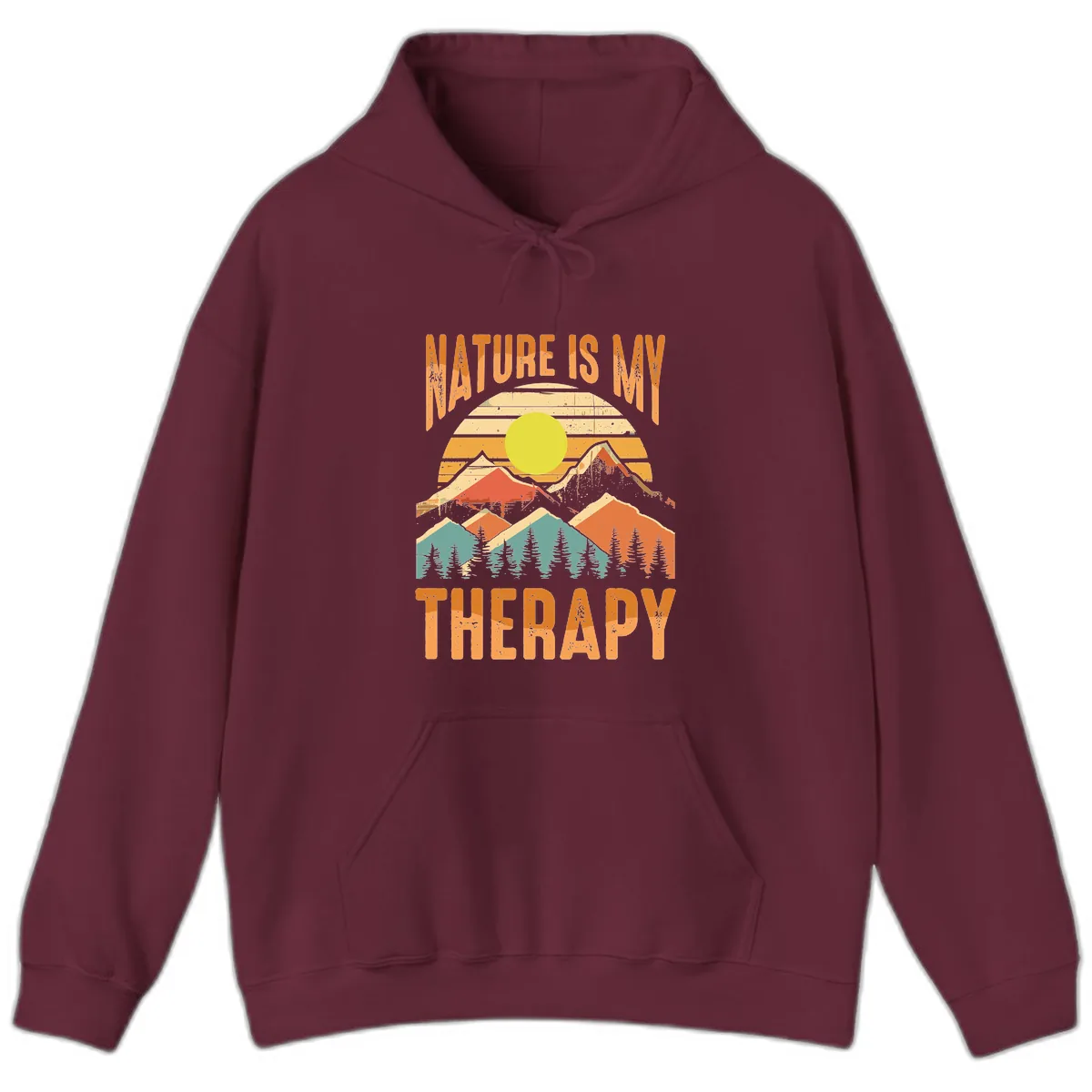 Nature Is My Therapy Hoodie in Maroon