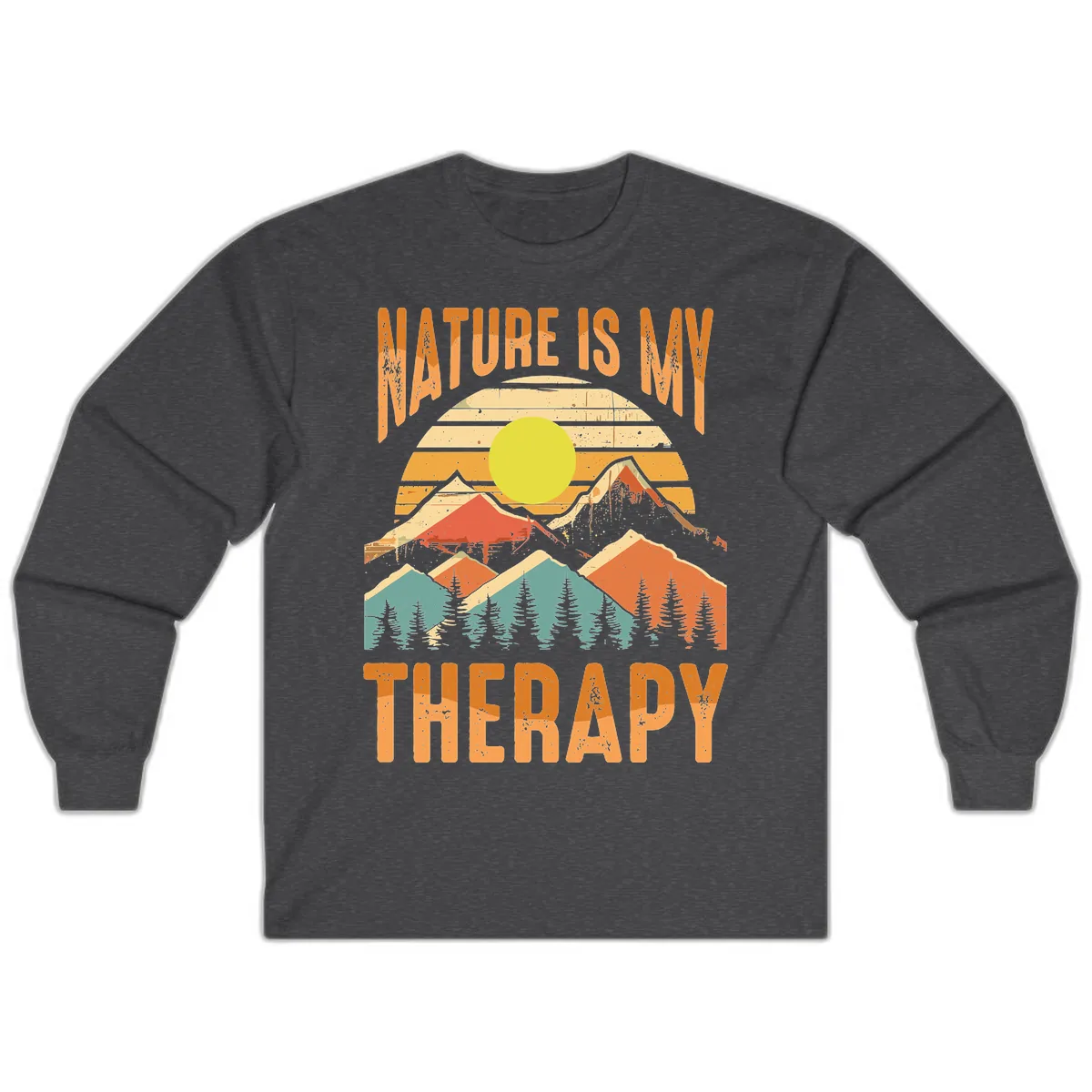 Nature Is My Therapy Long Sleeve in Dark Heather