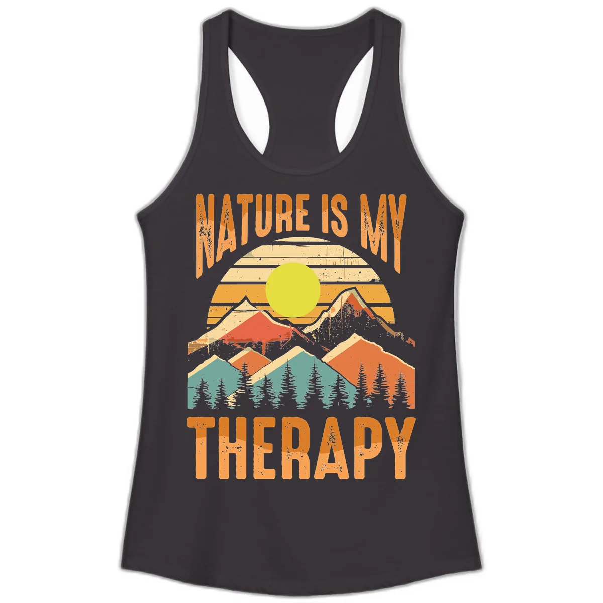 Nature Is My Therapy Ladies Tank in Black