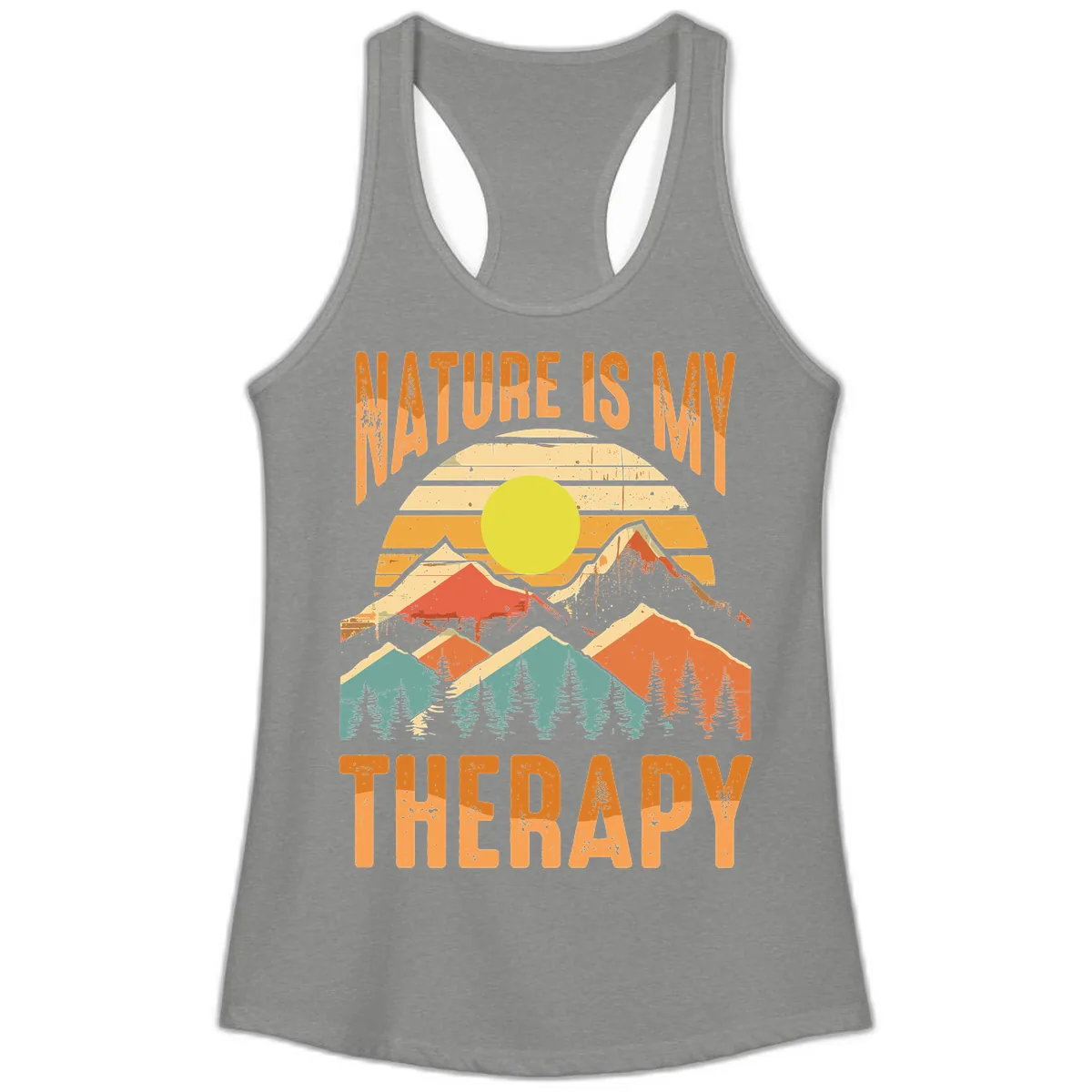 Nature Is My Therapy Ladies Tank in Heather Grey