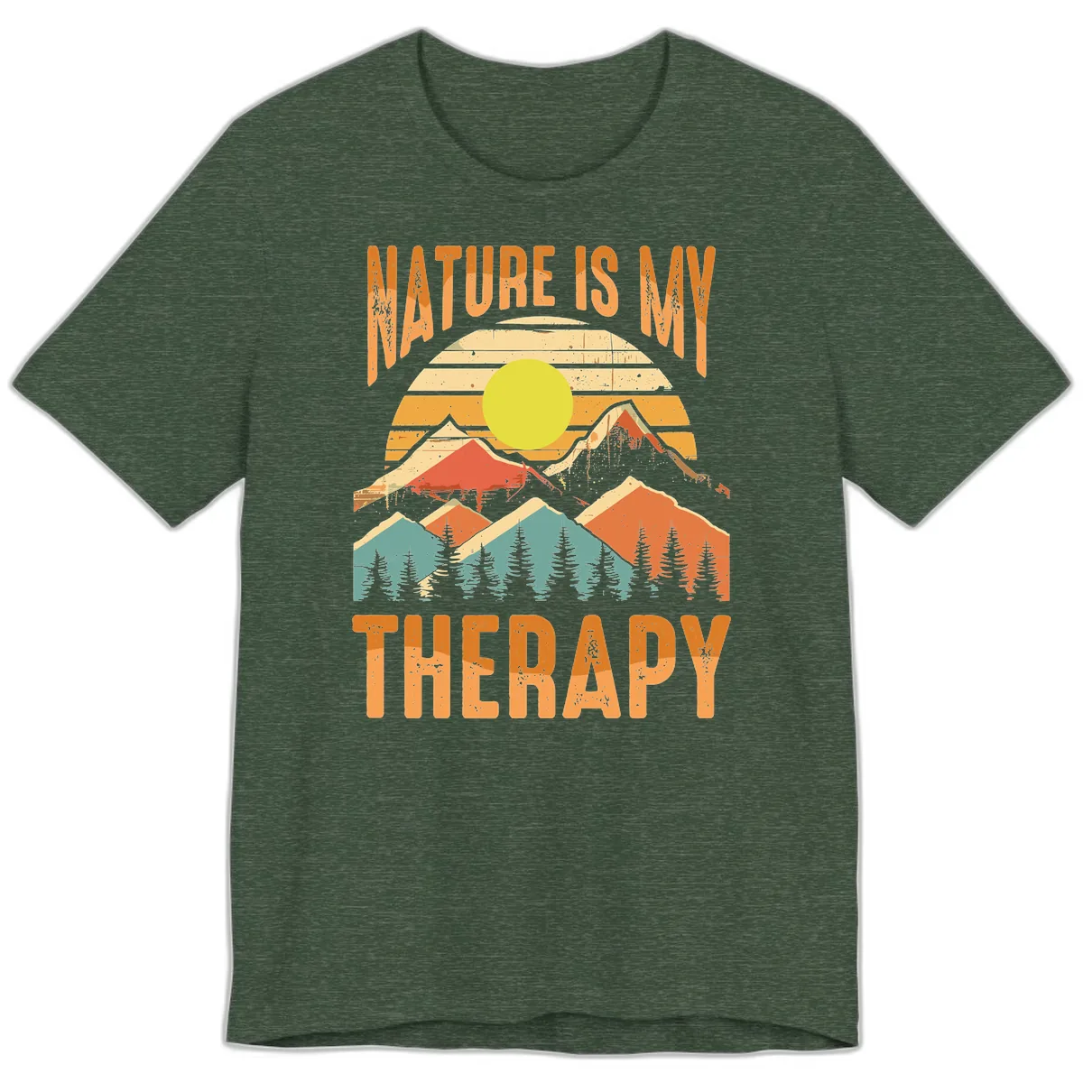 Nature Is My Therapy Premium T-Shirt in Heather Forest