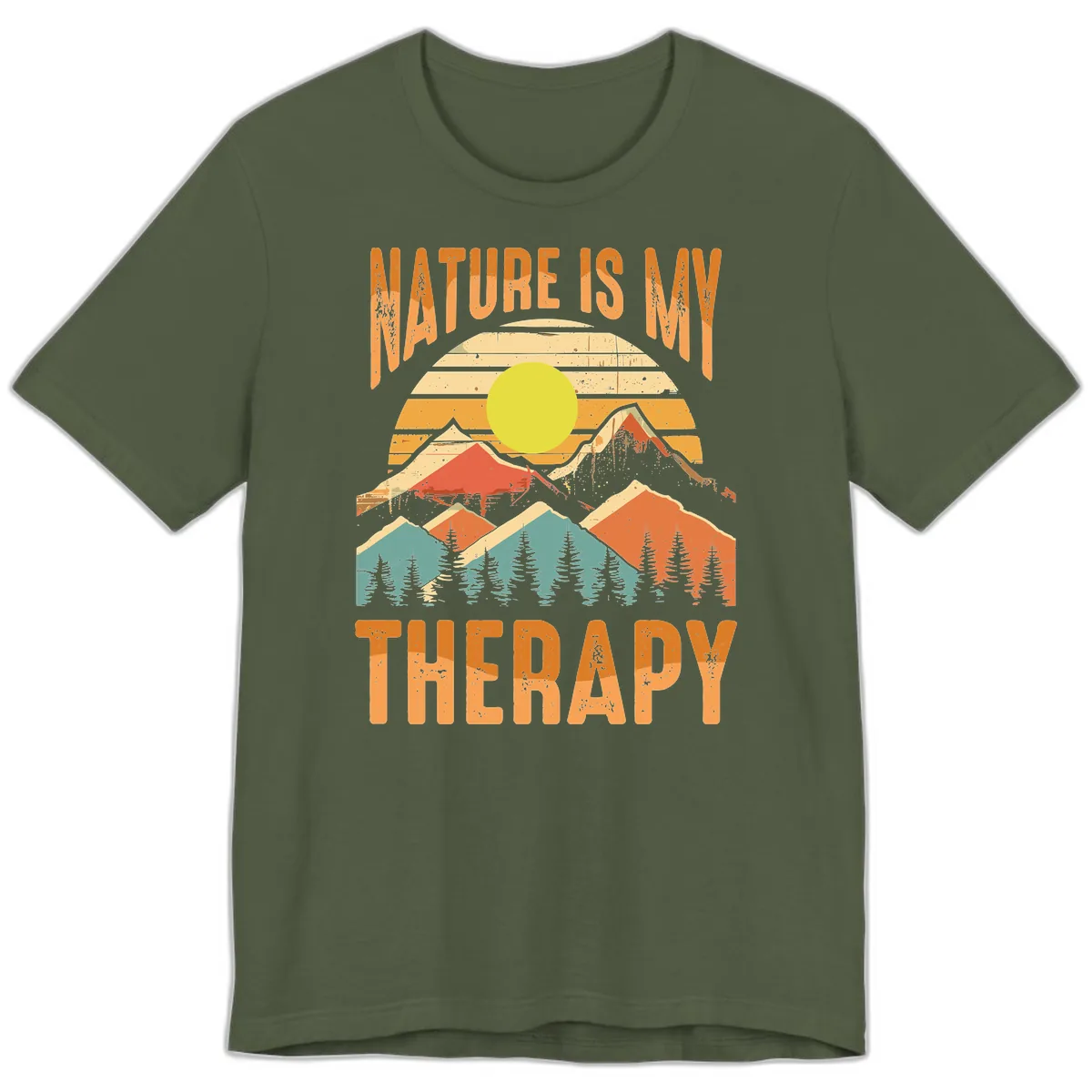 Nature Is My Therapy Premium T-Shirt in Military Green