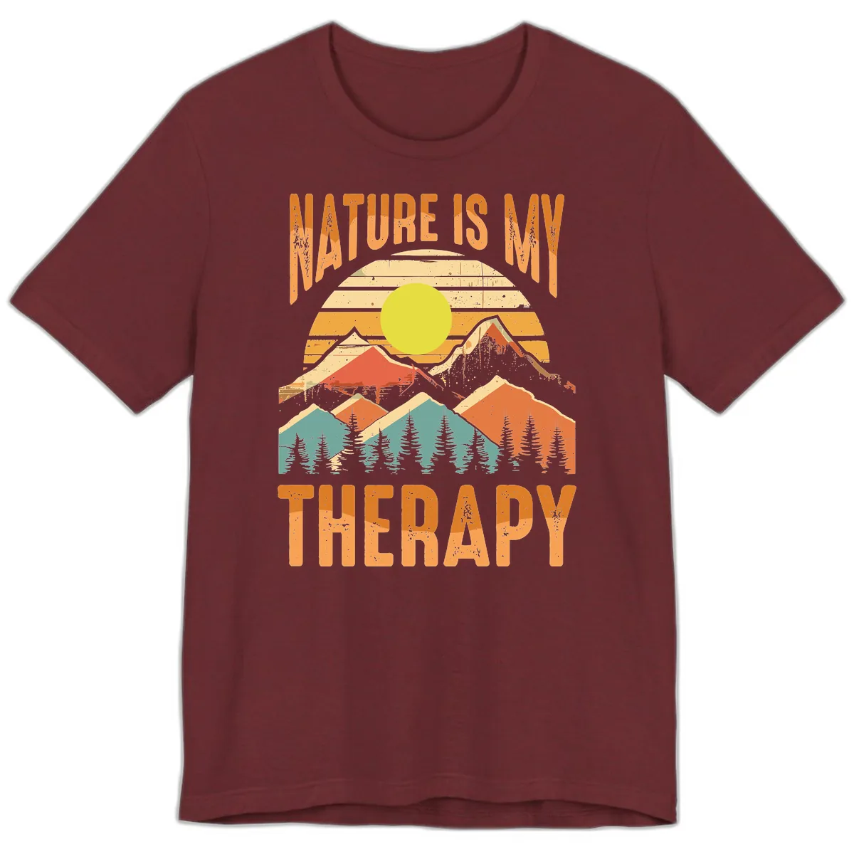 Nature Is My Therapy Premium T-Shirt in Heather Cardinal