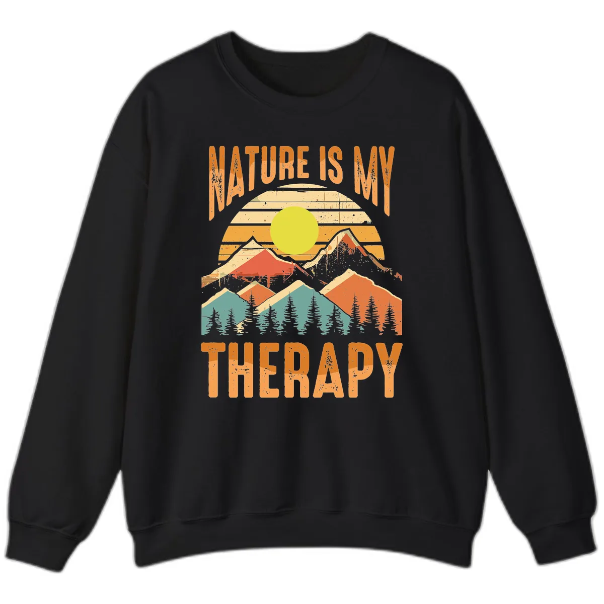 Nature Is My Therapy Sweatshirt in Black