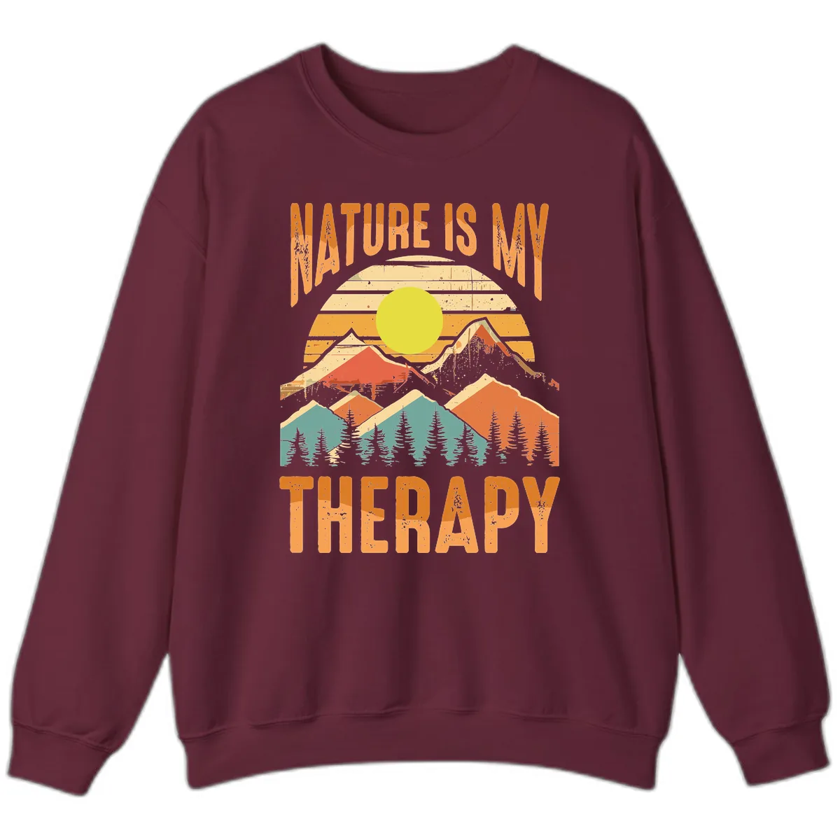 Nature Is My Therapy Sweatshirt in Maroon
