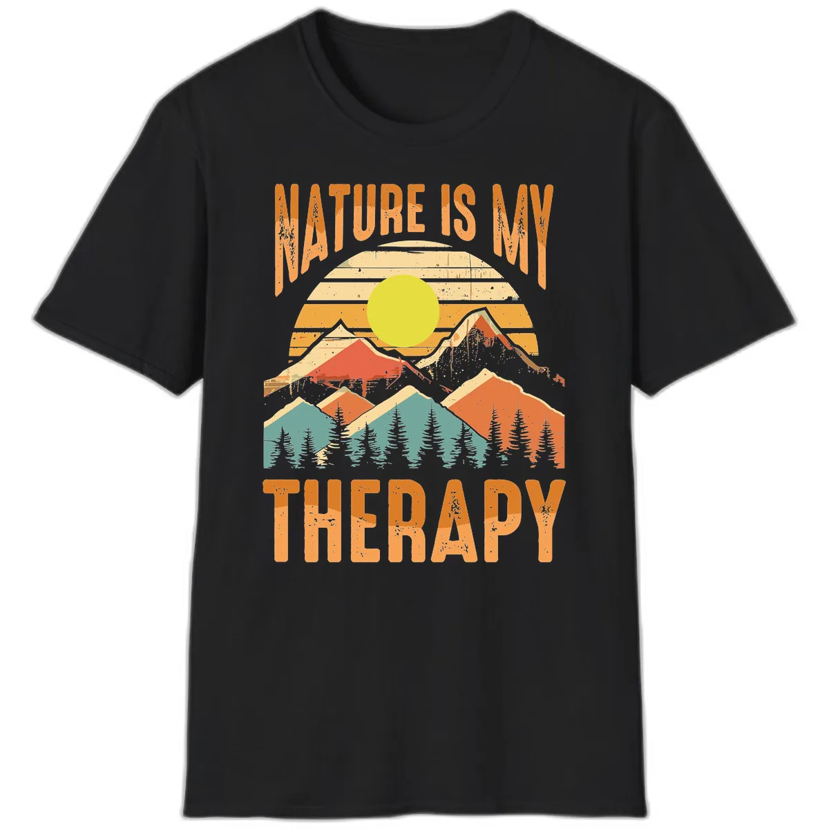 Nature Is My Therapy T-Shirt in Black