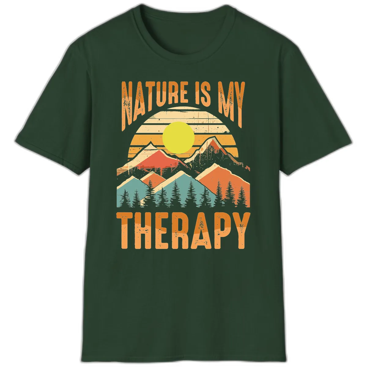Nature Is My Therapy T-Shirt in Forest Green