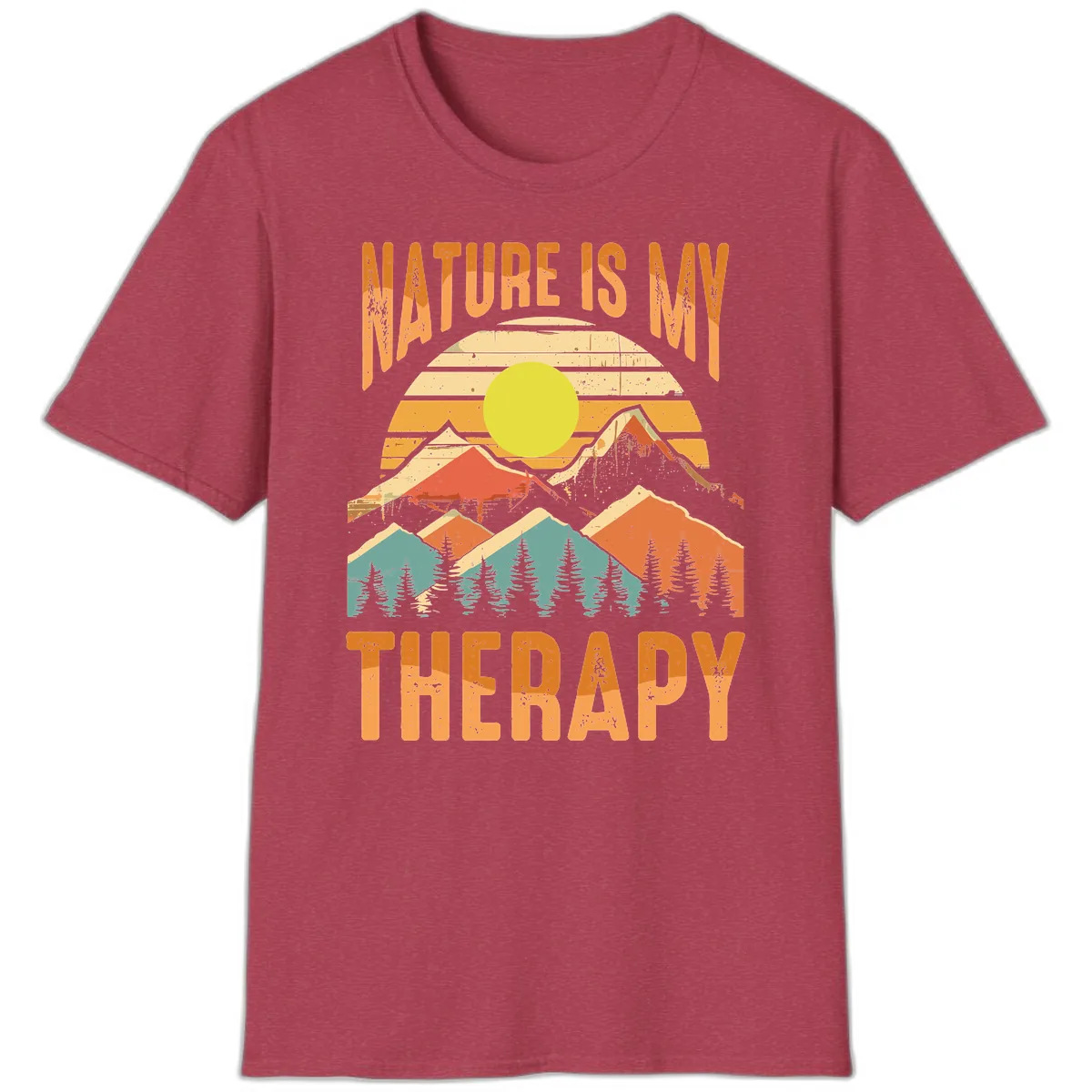 Nature Is My Therapy T-Shirt in Heather Cardinal