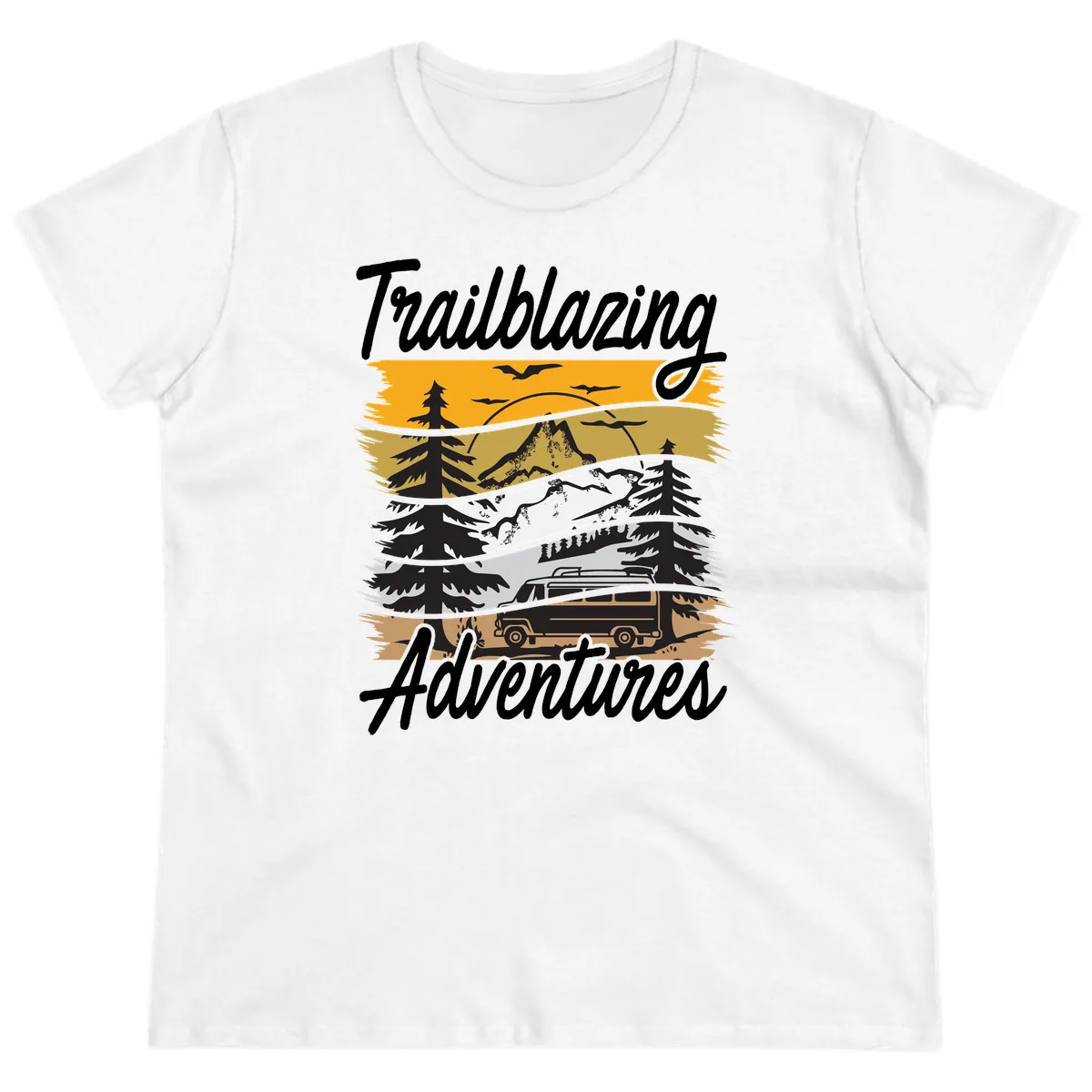 Trailblazing Adventures Mountain Landscape Ladies Tee in White