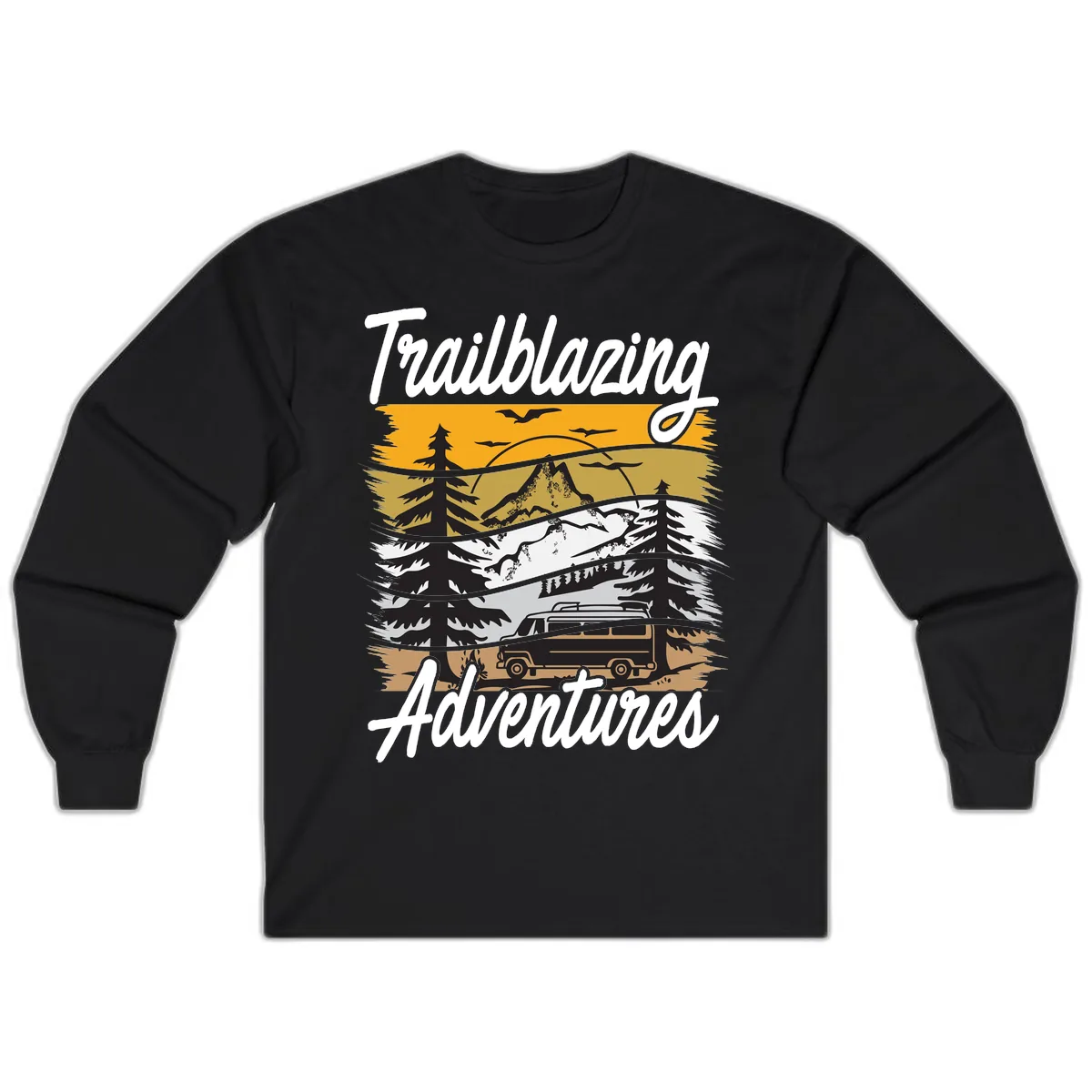 Trailblazing Adventures Mountain Landscape Long Sleeve in Black