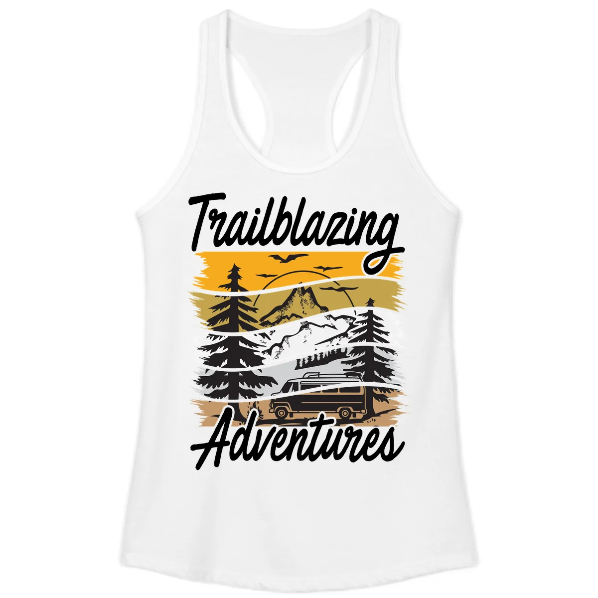 Trailblazing Adventures Mountain Landscape Ladies Tank in White