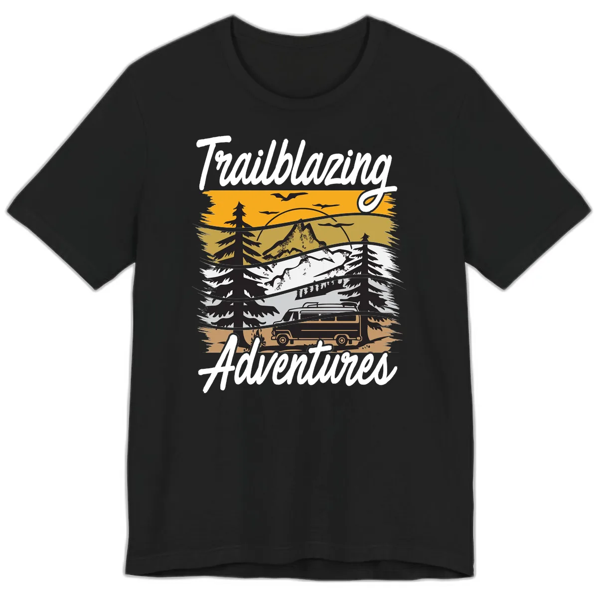 Trailblazing Adventures Mountain Landscape Premium T-Shirt in Black