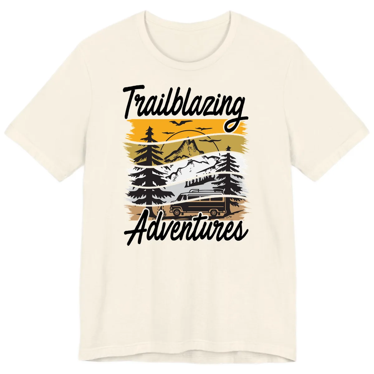 Trailblazing Adventures Mountain Landscape Premium T-Shirt in Natural
