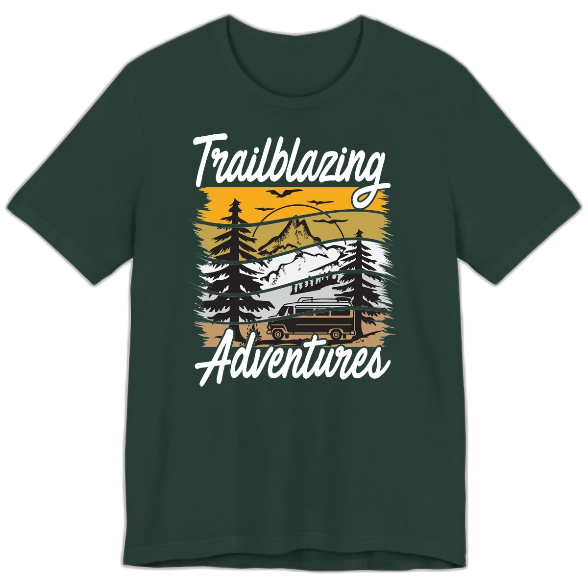 Trailblazing Adventures Mountain Landscape Premium T-Shirt in Forest