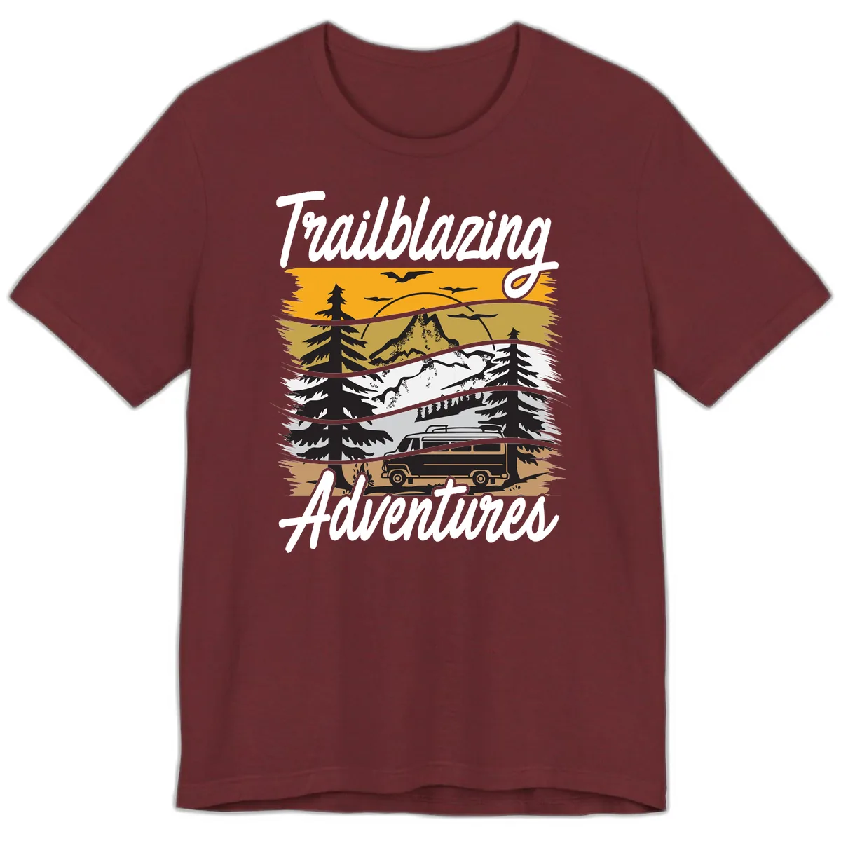 Trailblazing Adventures Mountain Landscape Premium T-Shirt in Heather Cardinal