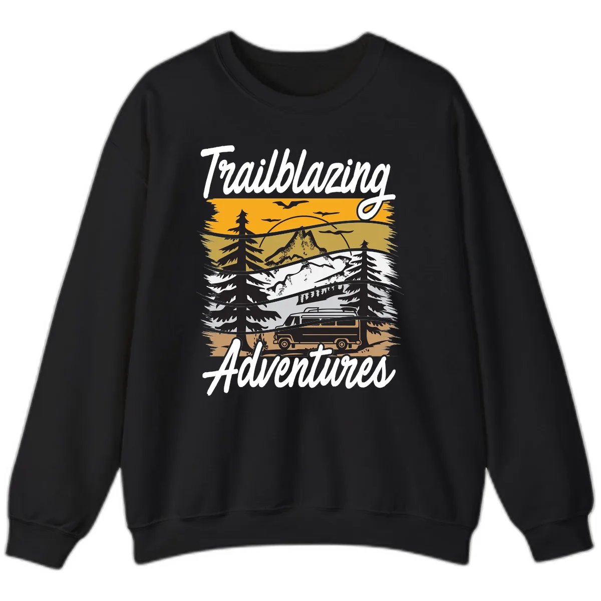 Trailblazing Adventures Mountain Landscape Sweatshirt in Black
