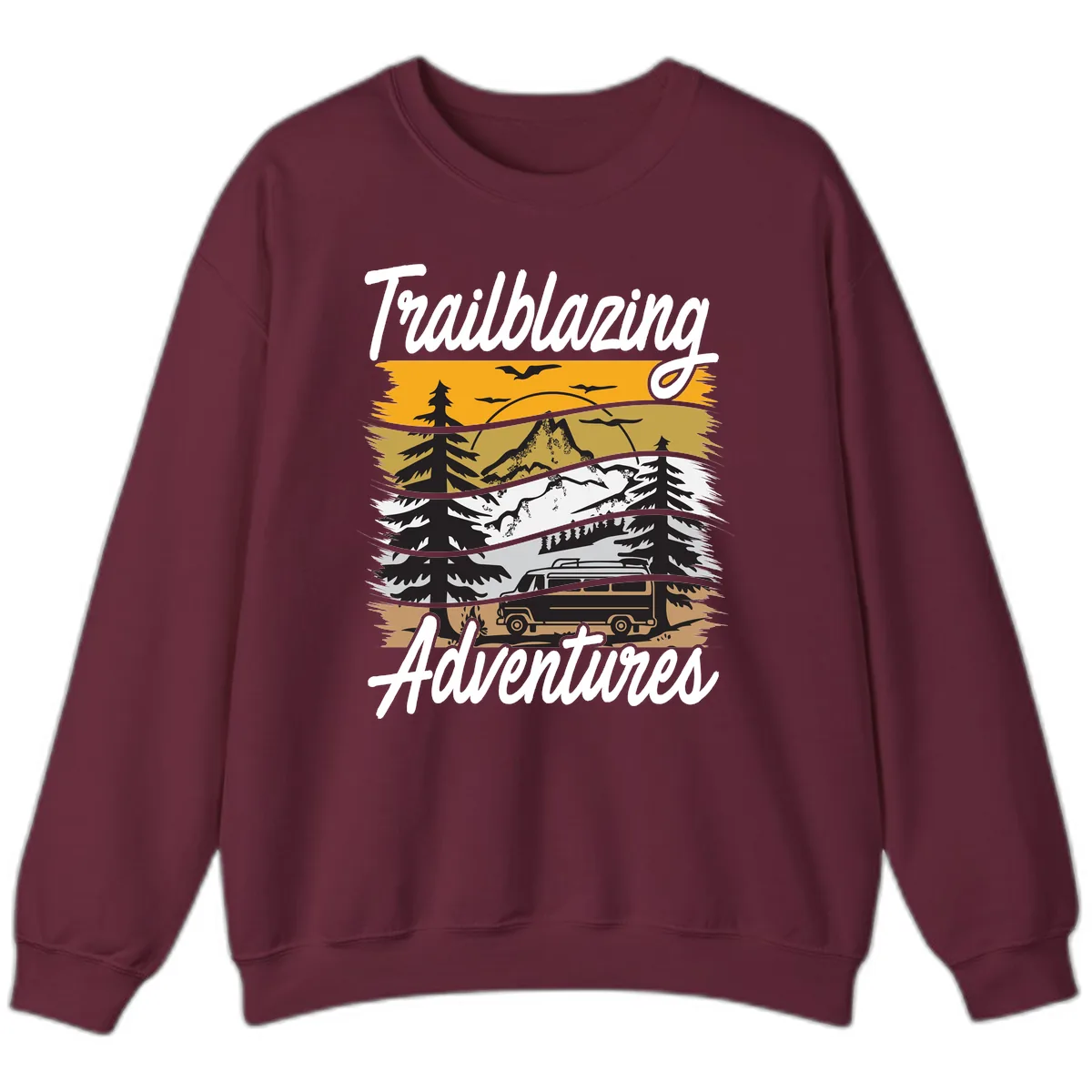 Trailblazing Adventures Mountain Landscape Sweatshirt in Maroon