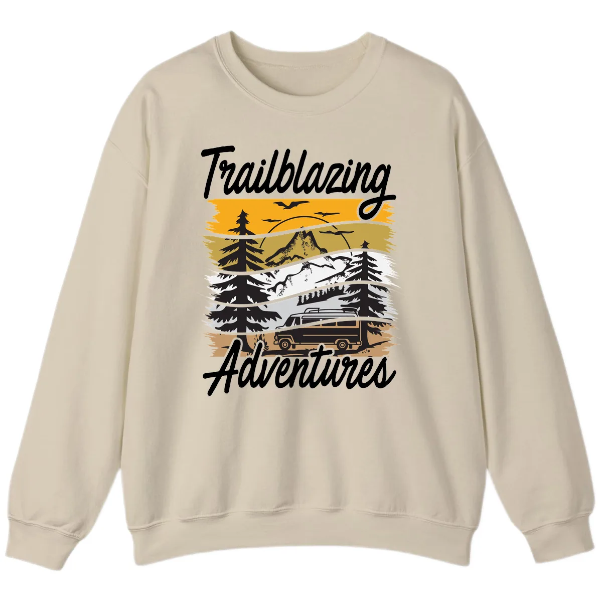 Trailblazing Adventures Mountain Landscape Sweatshirt in Sand