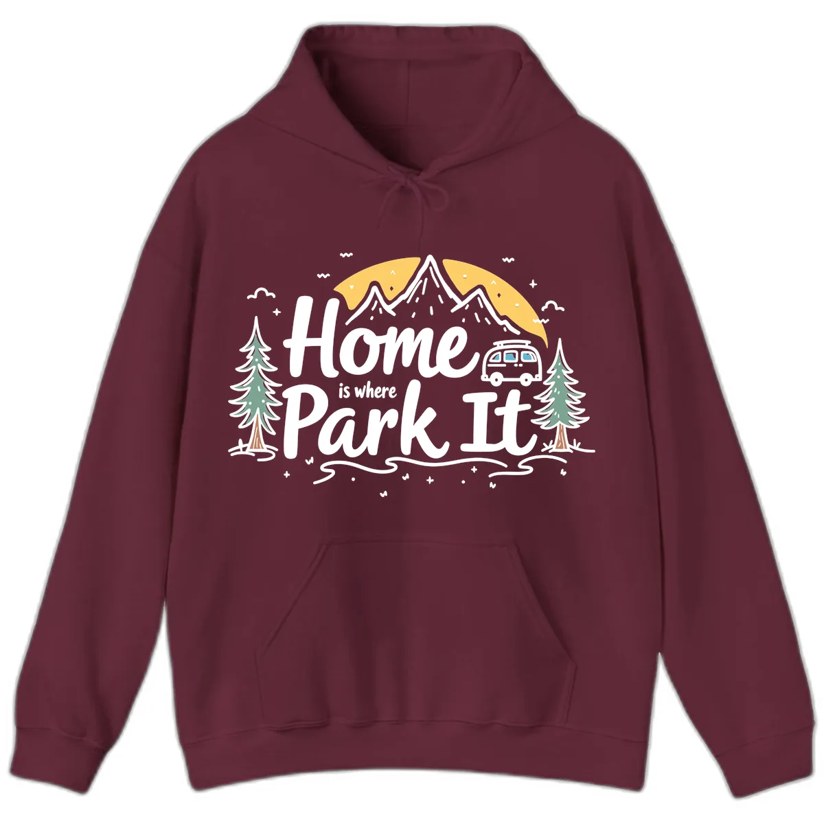 Home Is Where I Park It Hoodie in Maroon