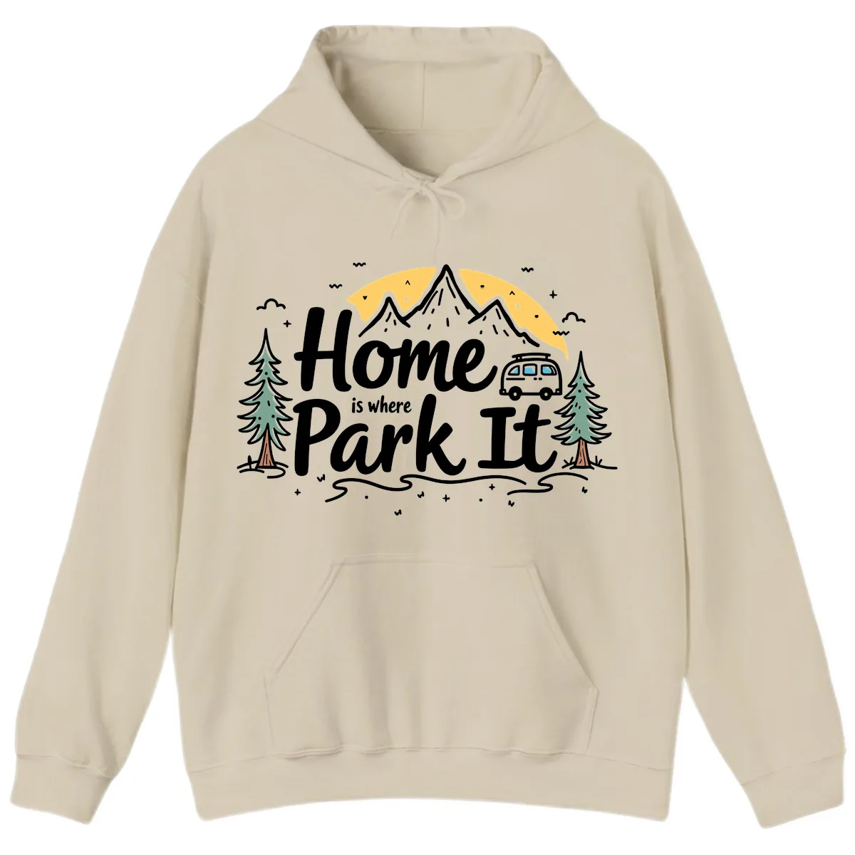 Home Is Where I Park It Hoodie in Sand