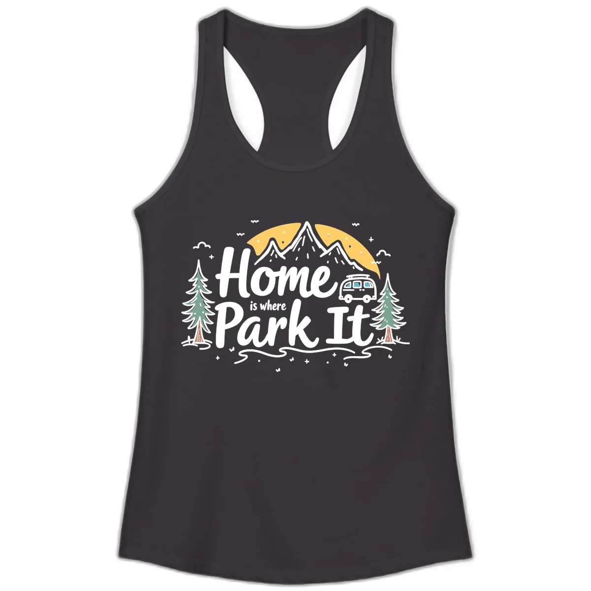 Home Is Where I Park It Ladies Tank in Black