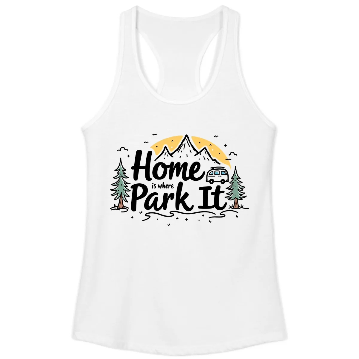 Home Is Where I Park It Ladies Tank in White