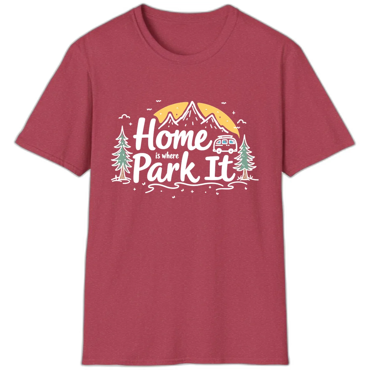 Home Is Where I Park It T-Shirt in Heather Cardinal