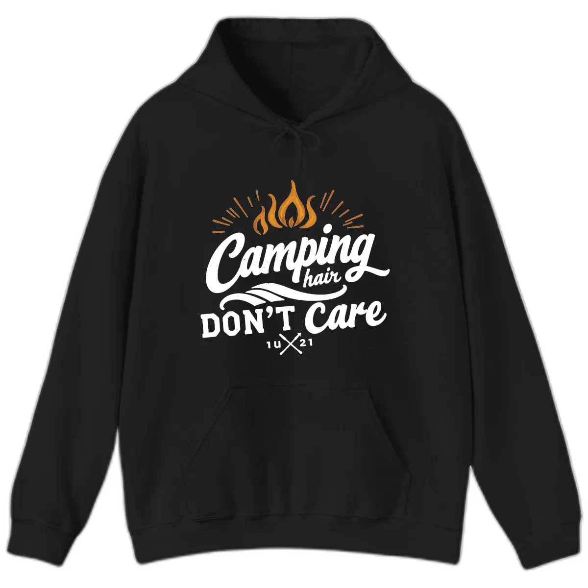 Camping Hair Don't Care Hoodie in Black