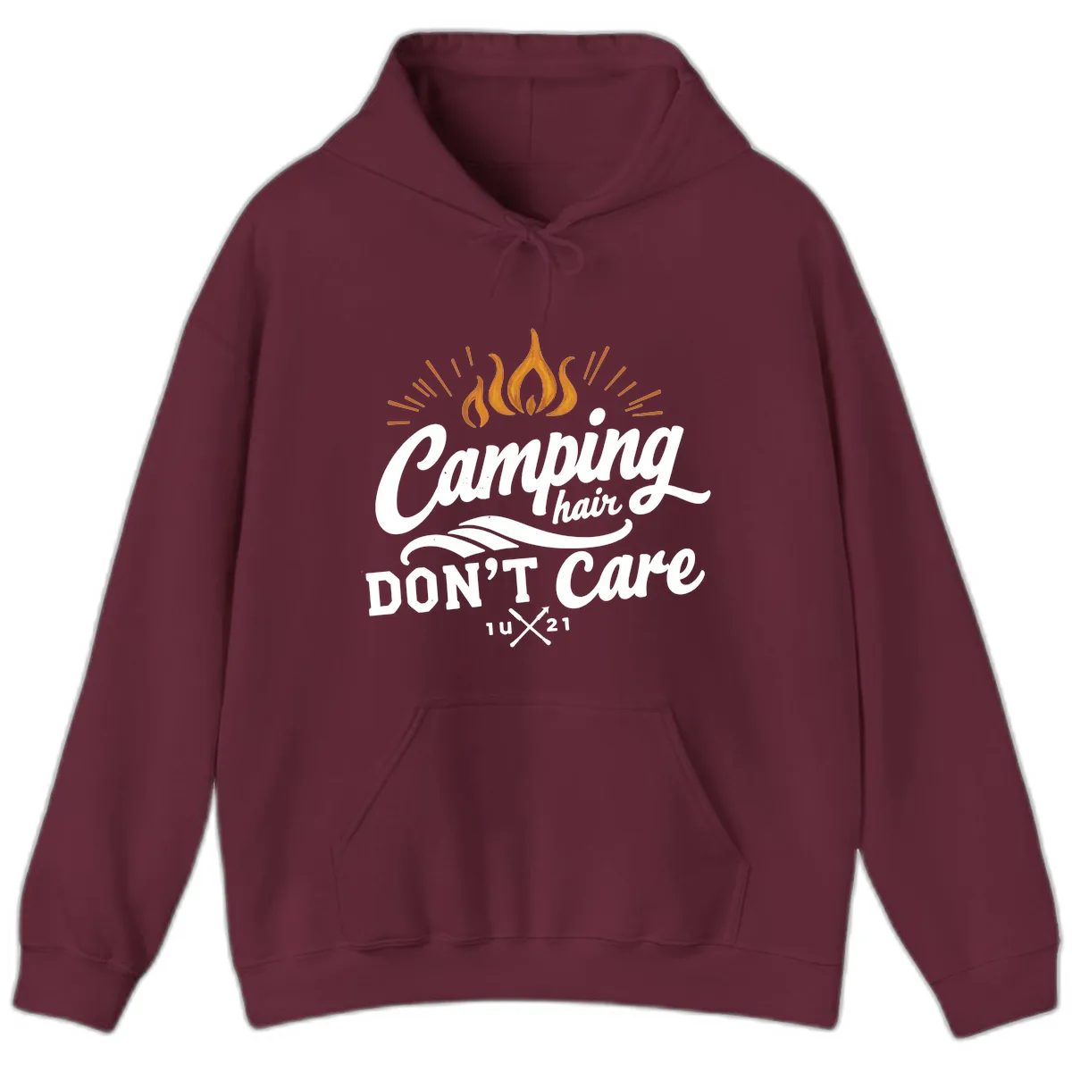 Camping Hair Don't Care Hoodie in Maroon