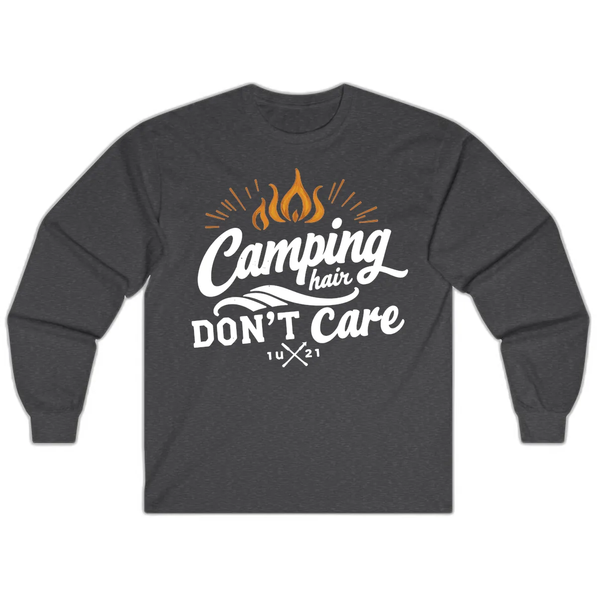 Camping Hair Don't Care Long Sleeve in Dark Heather