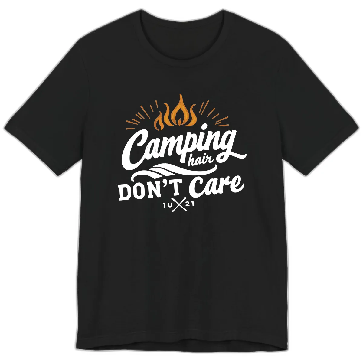 Camping Hair Don't Care Premium T-Shirt in Black