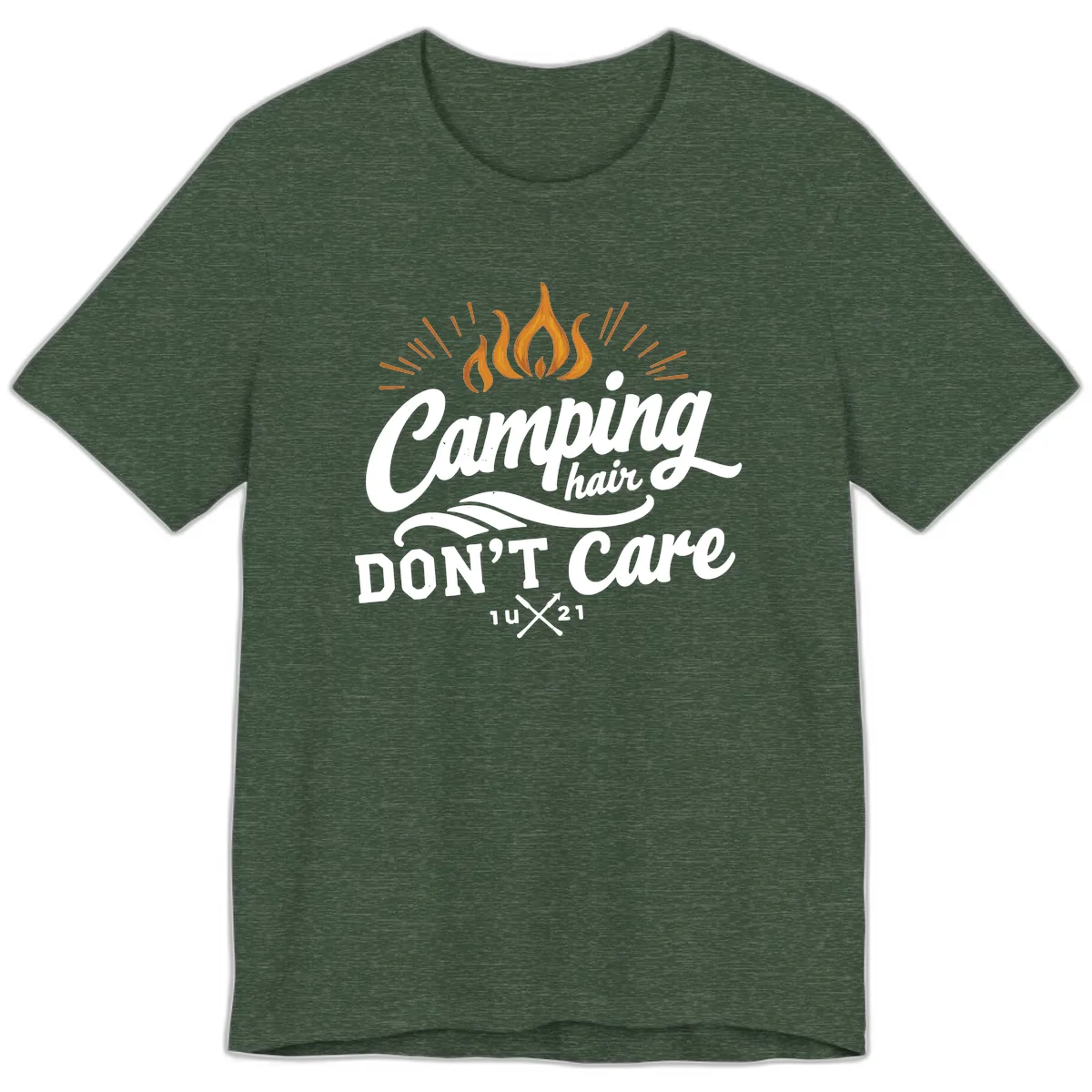 Camping Hair Don't Care Premium T-Shirt in Heather Forest
