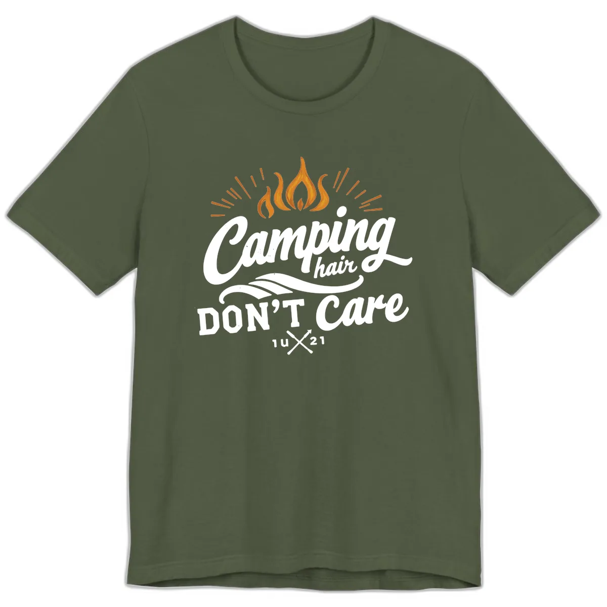 Camping Hair Don't Care Premium T-Shirt in Military Green