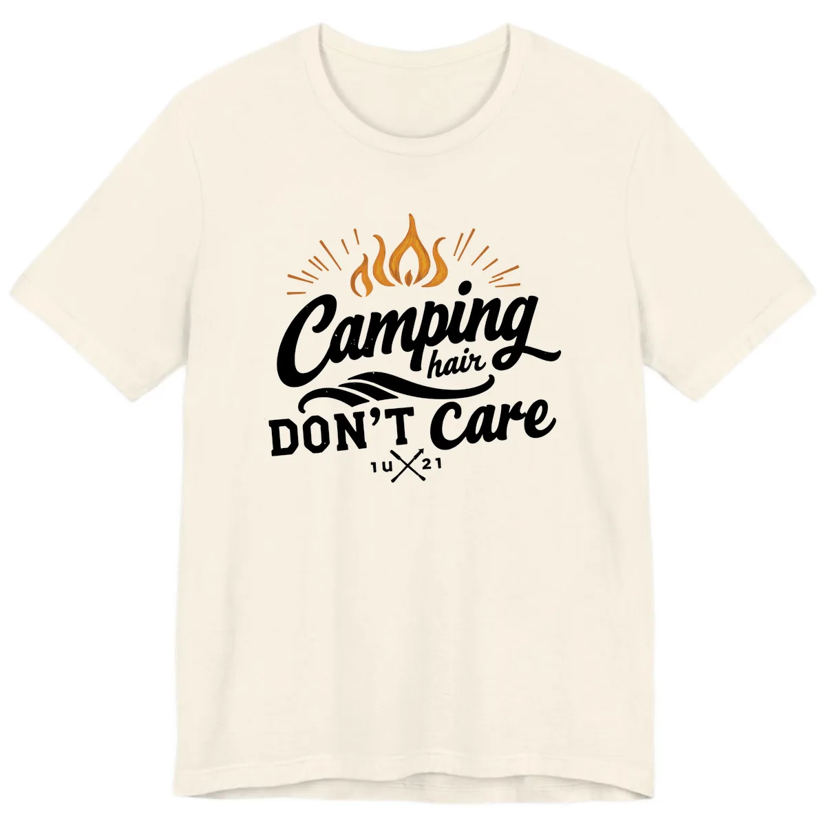 Camping Hair Don't Care Premium T-Shirt in Natural
