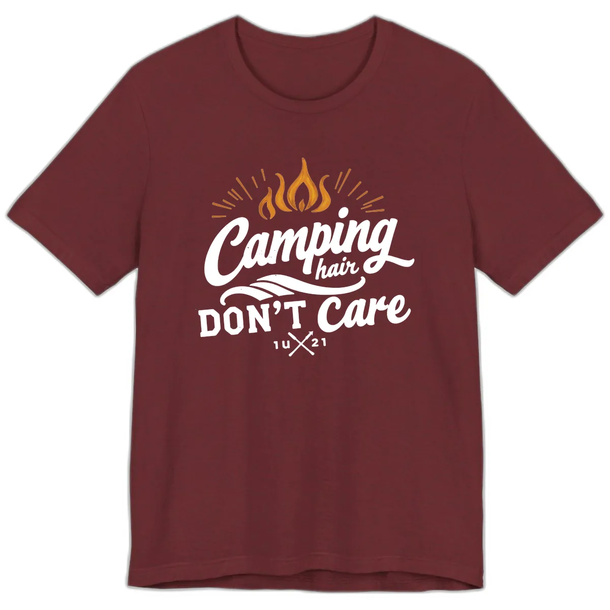Camping Hair Don't Care Premium T-Shirt in Heather Cardinal